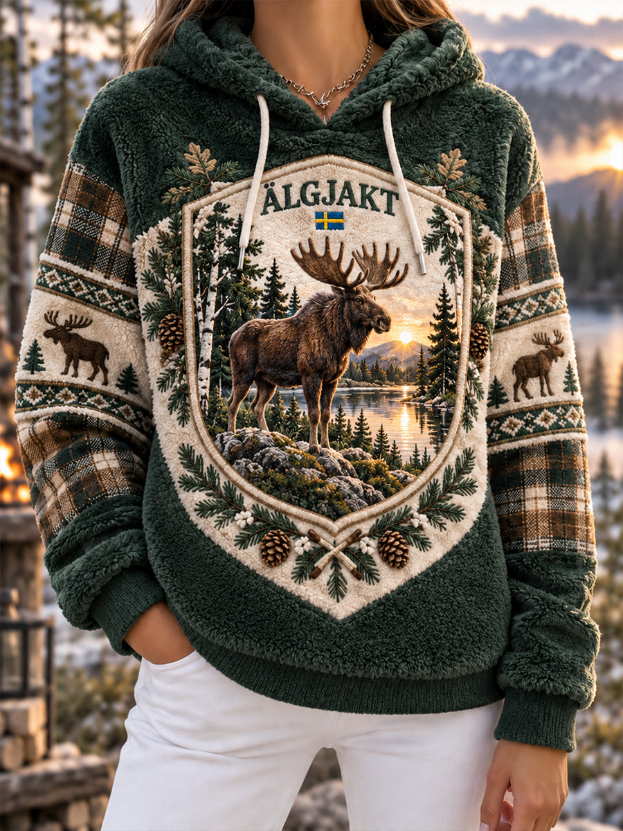 Damens Svenska Jaktssäsong Flanell Hoodie