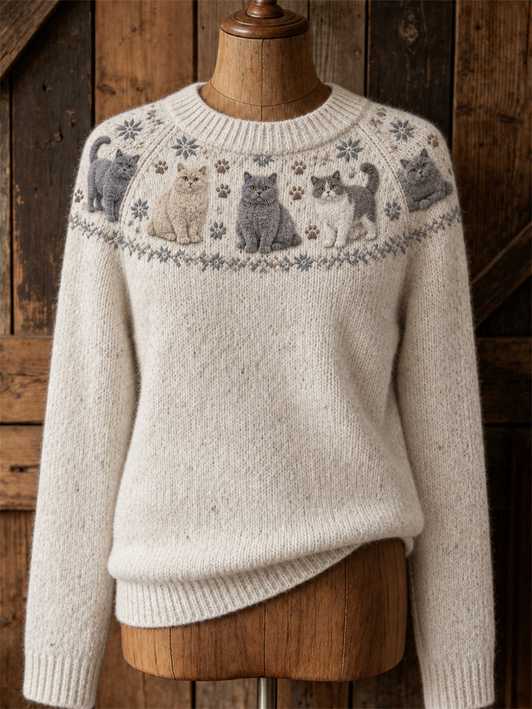 Kvinnors söta katt design avslappnad raglan ärm tröjar