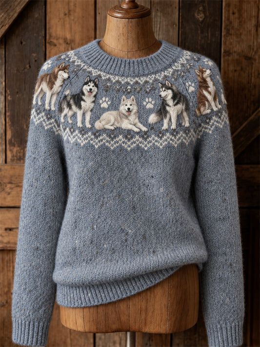 Kvinnors söta valp design avslapp raglan ärm tröjar