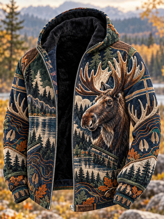 Mäns lång rock med huva och fleece foder
