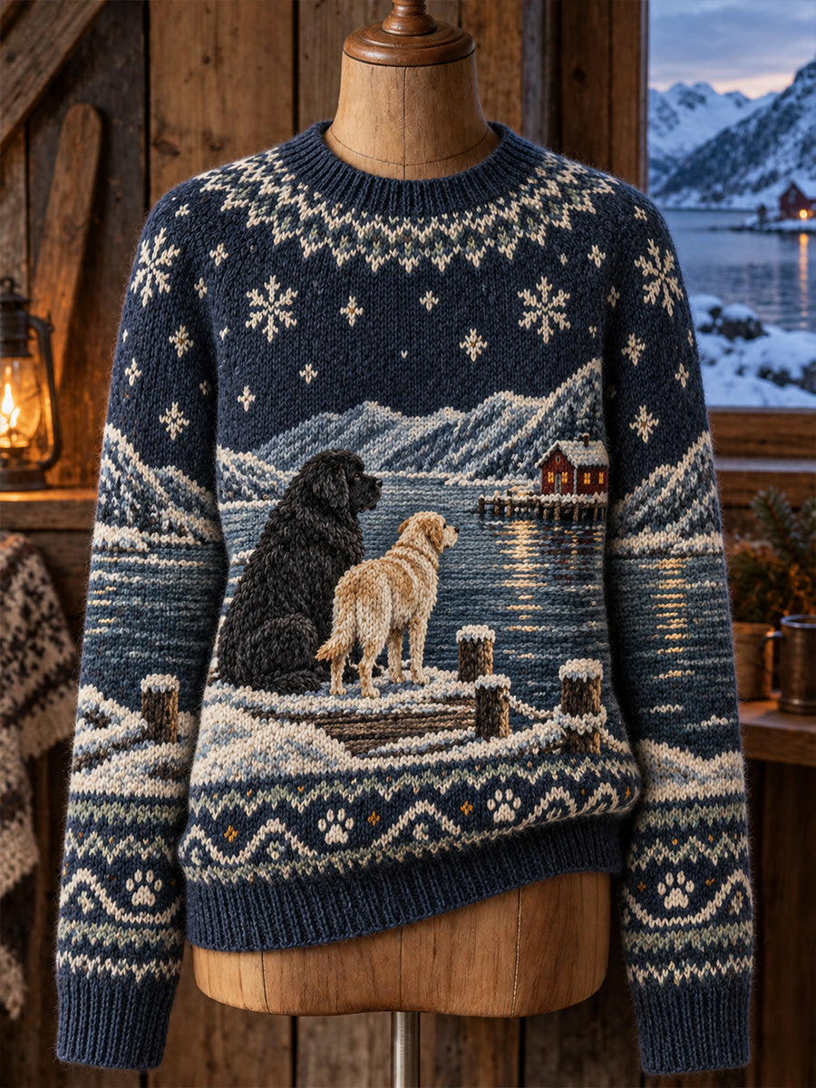 Damtröja i vintagestil med djurmönster i Fair Isle-design och bekväm rund hals