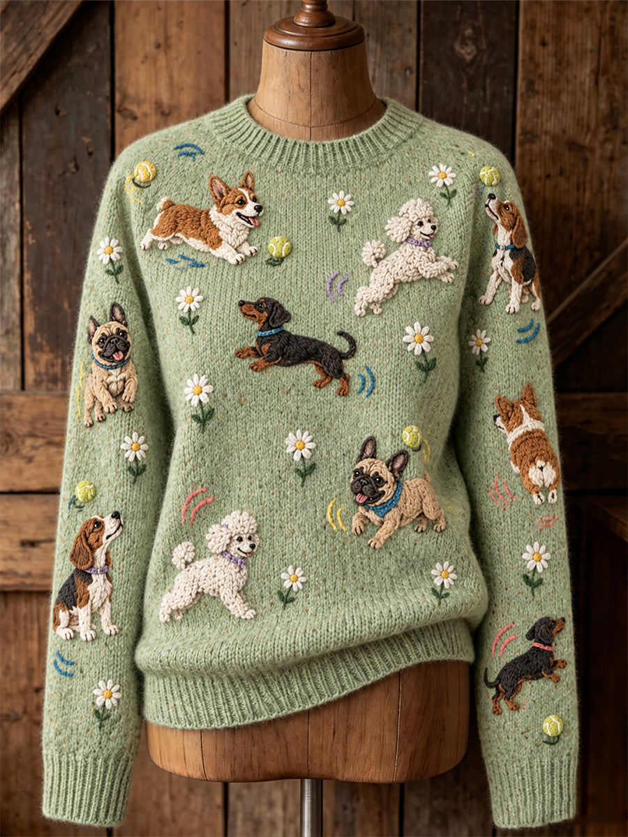 Damtröja i vintagestil med djurmönster i Fair Isle-design och bekväm rund hals