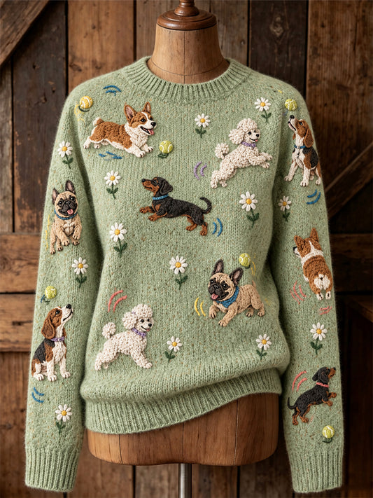 Damtröja i vintagestil med djurmönster i Fair Isle-design och bekväm rund hals
