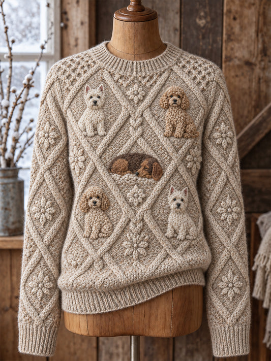 Damtröja i vintagestil med djurmönster i Fair Isle-design och bekväm rund hals