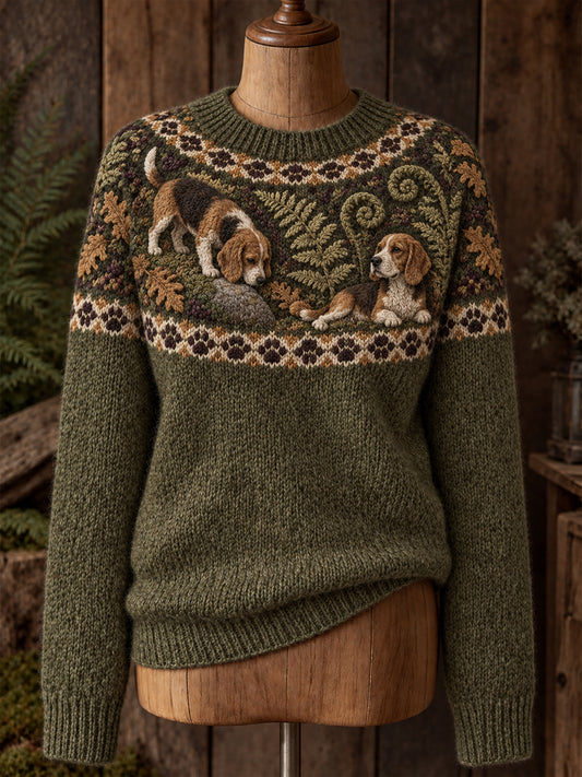Damtröja i vintagestil med djurmönster i Fair Isle-design och bekväm rund hals