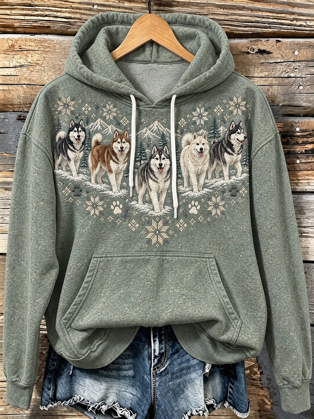 Kvinnlig avslappnad hoodie med söt valpmönster