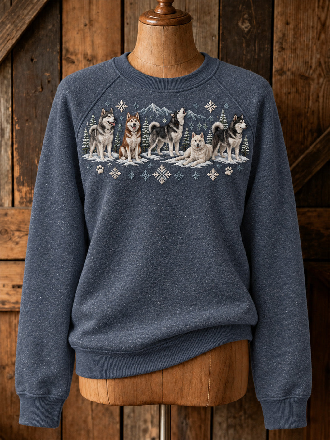 Kvinnlig söt sweatshirt med valpkonst och casual raglanärmar