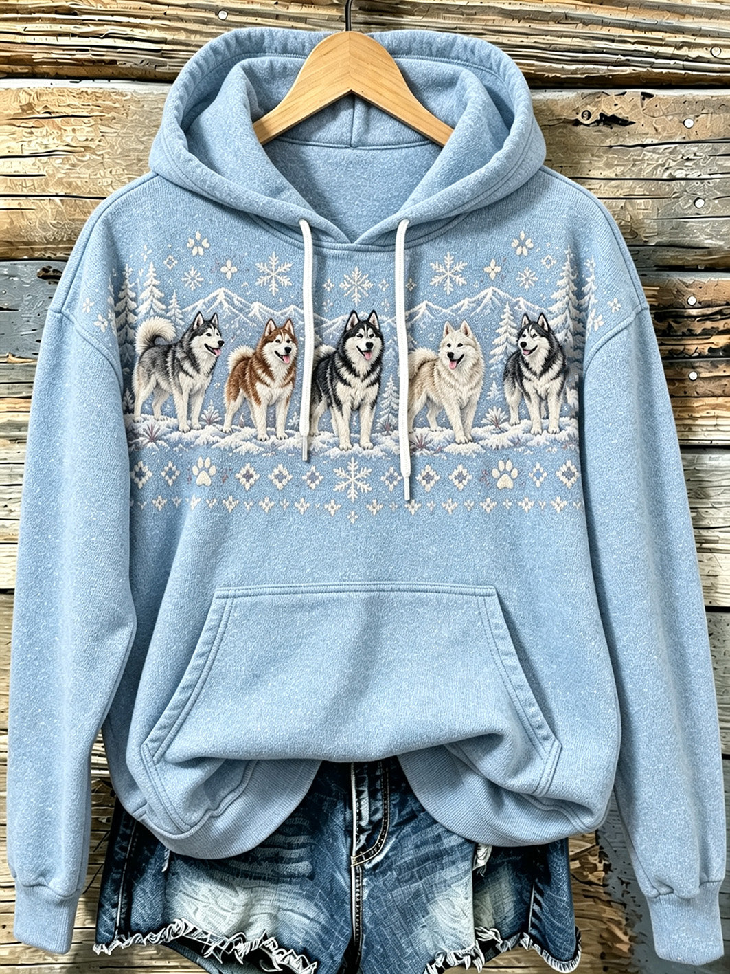 Kvinnlig avslappnad hoodie med söt valpmönster