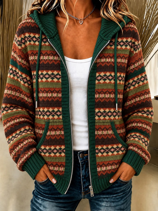 Mjuk stickad hoodie för kvinnor