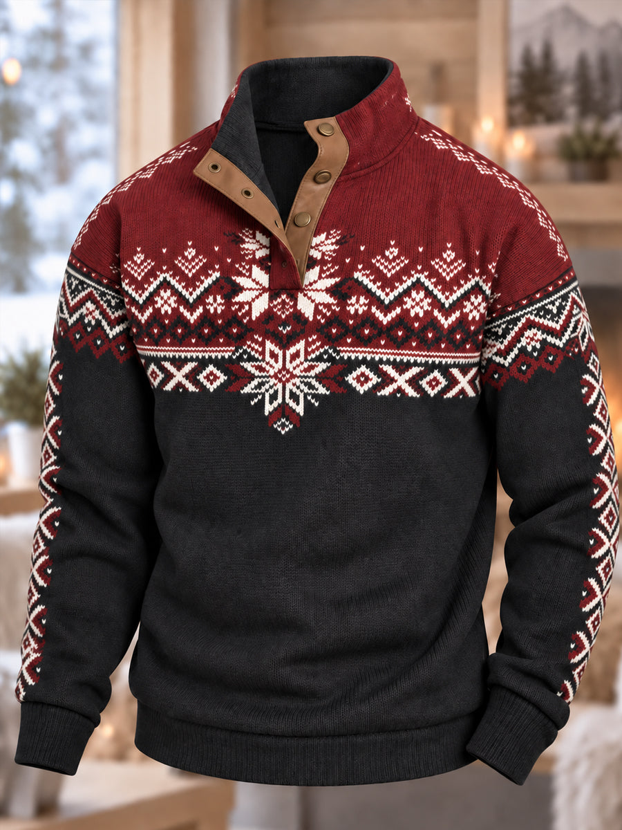 Mäns nordiska Norge Konst Tryckt fyra knappar Hoodie.