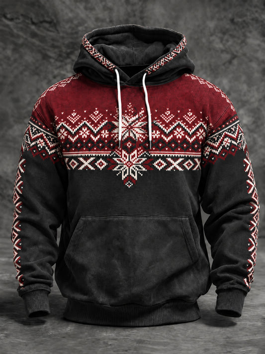 Mäns nordiska Norge Konst tryckt överdimensionerad drop-Shoudre Hoodie med fickar