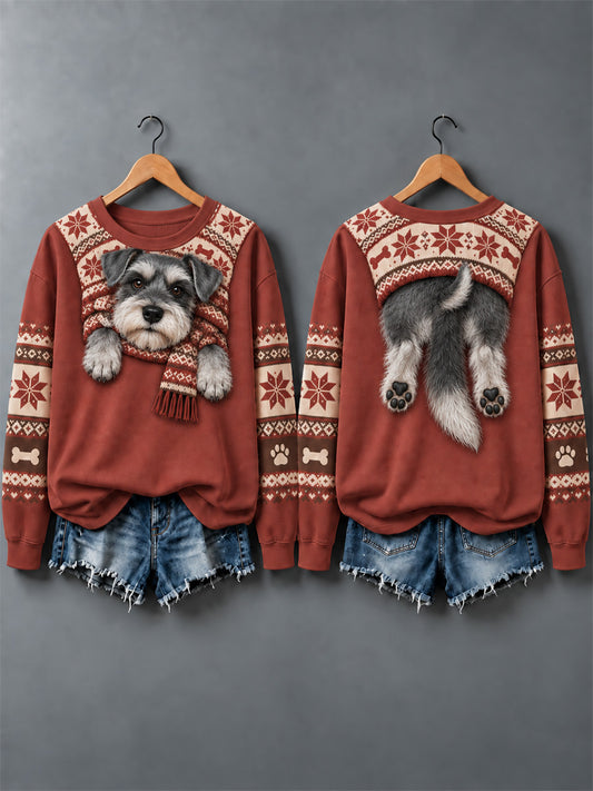 Söt sweatshirt för kvinnor med hundmotiv för höst och vinter