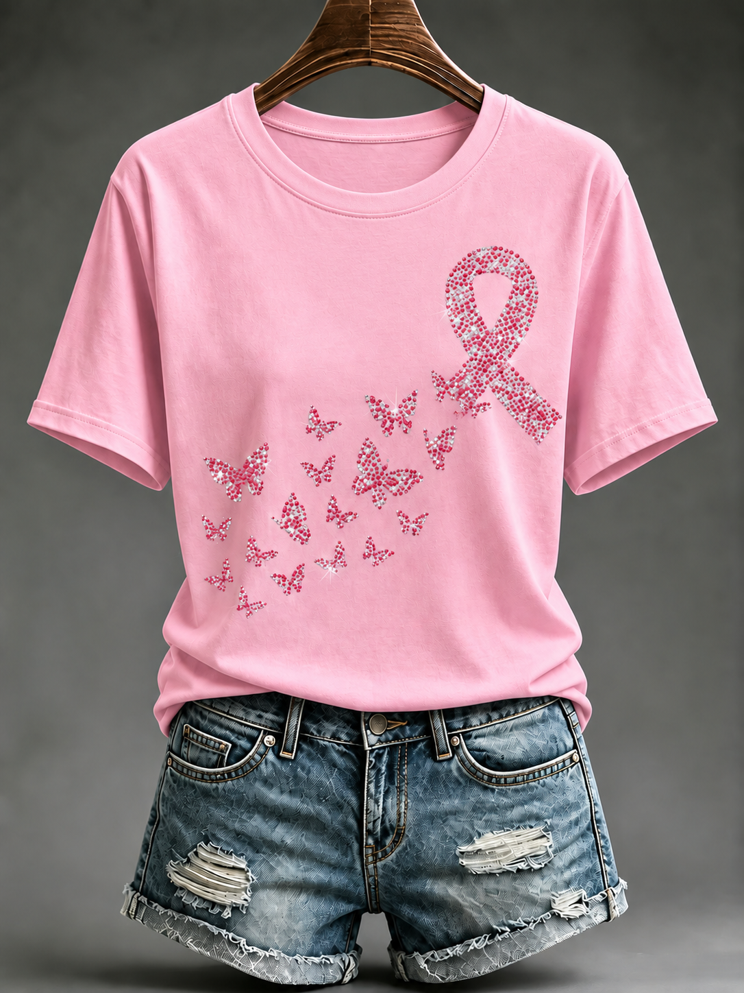 Dammens bröstcancer-T-shirt med korta ärmar