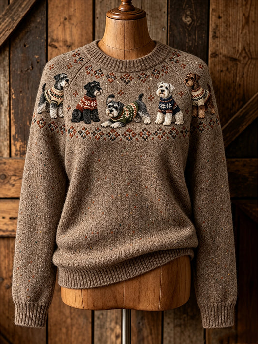 Kvinnors söta hund design avslappnad raglan ärm tröjar
