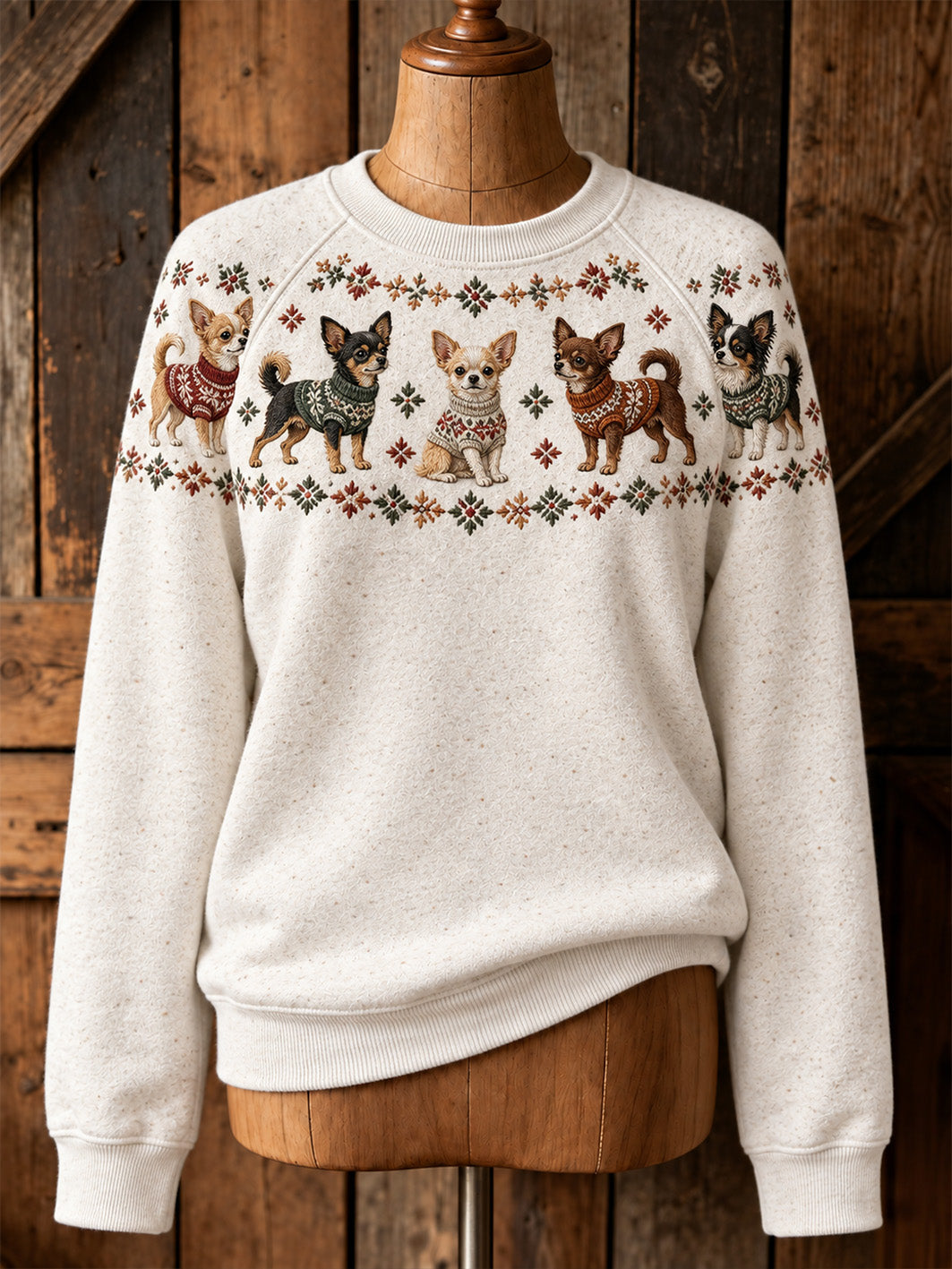 Kvinnlig söt sweatshirt med valpkonst och casual raglanärmar