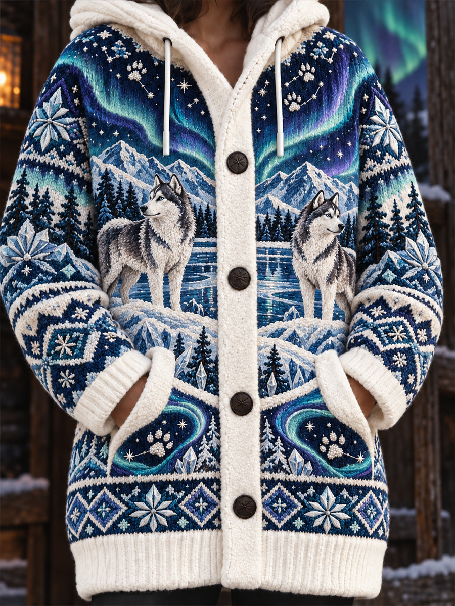 Damhoodie i vintagestil med djurmotiv, avslappnad och bekväm
