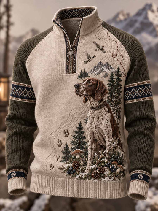 Herrtröja i vintagestil med hundhundsmönster