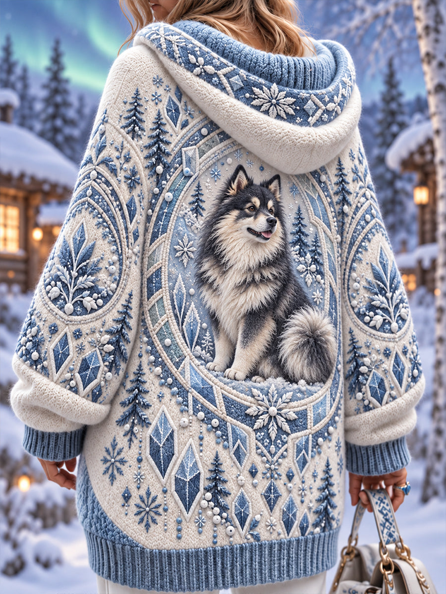 Damhoodie i vintagestil med djurmotiv, avslappnad och bekväm
