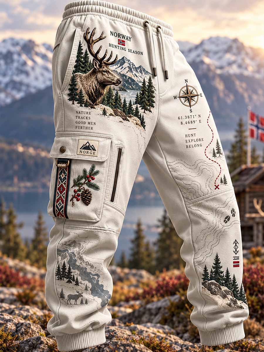 Mansbyxor med vintage-mönster för jakt och äventyr
