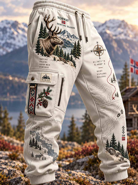 Mansbyxor med vintage-mönster för jakt och äventyr