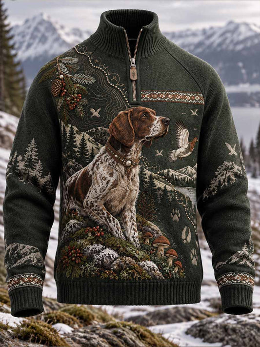 Herrtröja i vintagestil med hundhundsmönster