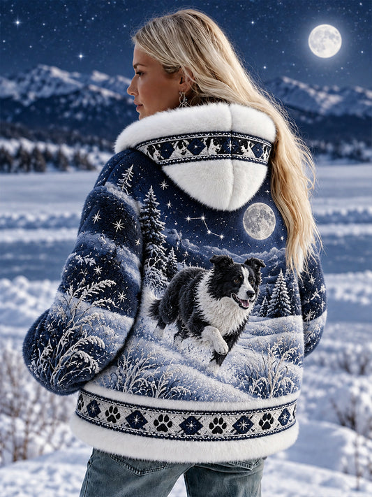 Damhoodie i flanell med vintage-djurmotiv – avslappnad och bekväm