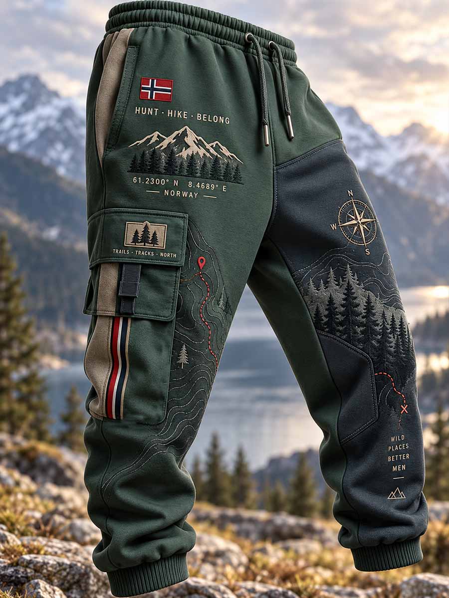Mansbyxor med vintage-mönster för jakt och äventyr