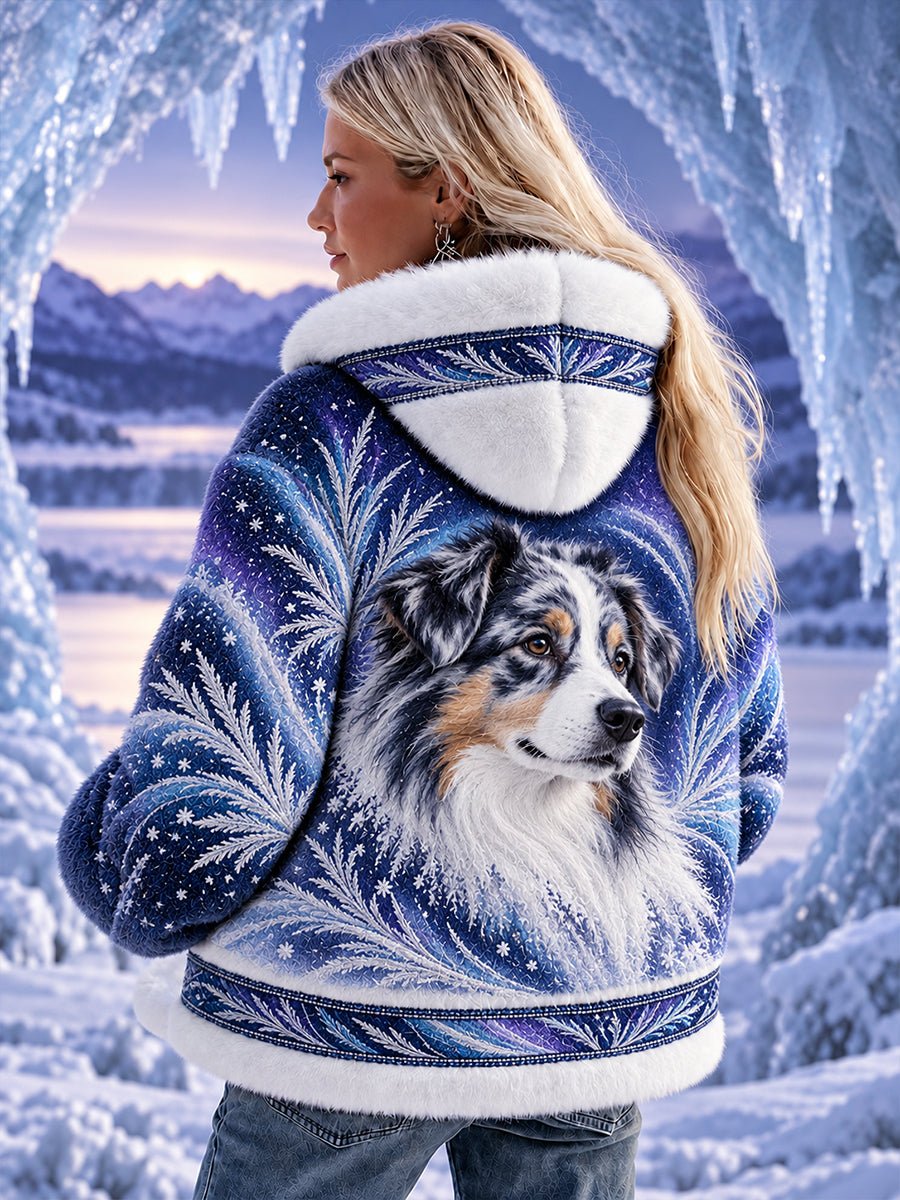 Damhoodie i flanell med vintage-djurmotiv – avslappnad och bekväm