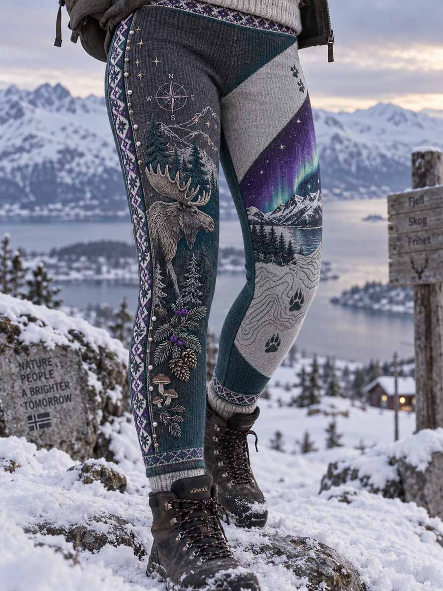 Damer Retro Jaktperiod Mönstrade Leggings