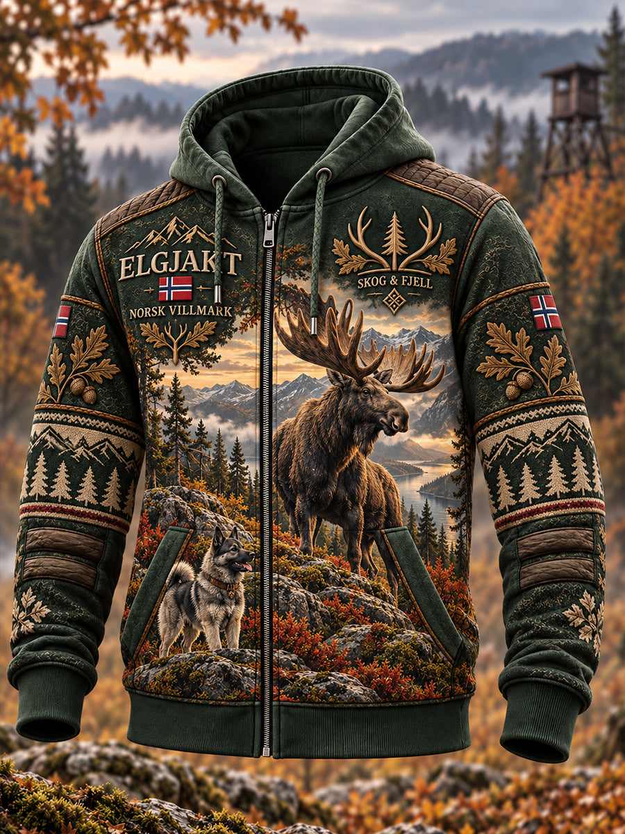 Mäns norska jaktsäsong Zip-Up Hoodie.