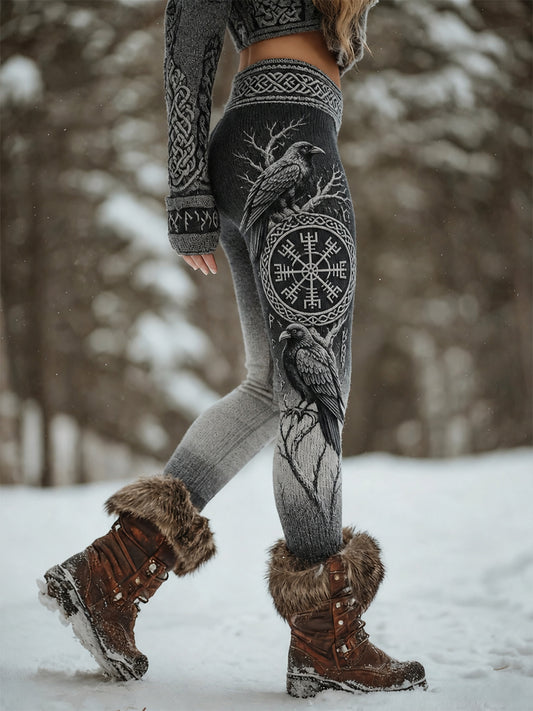 Damer Retro Nordisk Viking Gradient Sportsträckbara Velvet Leggings