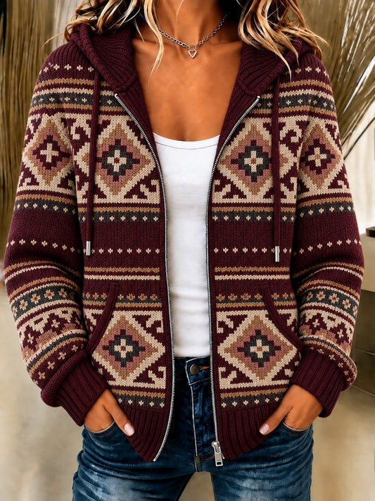 Mjuk stickad hoodie för kvinnor