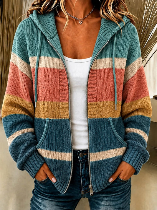 Mjuk stickad hoodie för kvinnor