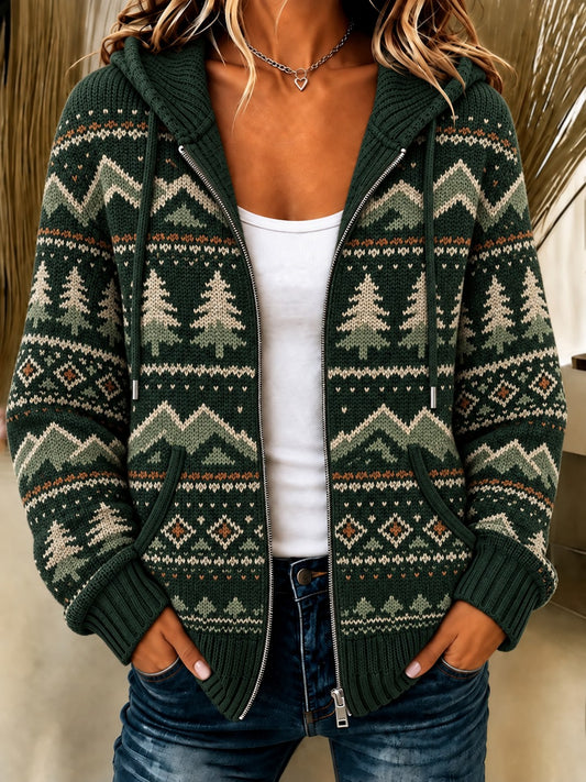 Mjuk stickad hoodie för kvinnor