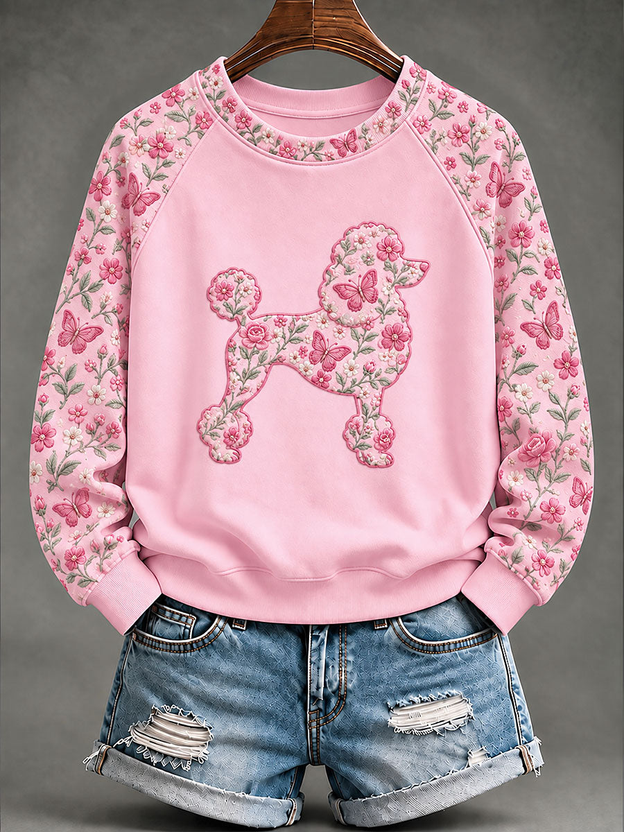 Kvinnor bröstcancer Poodel Floral Print Casual Sweatshirt