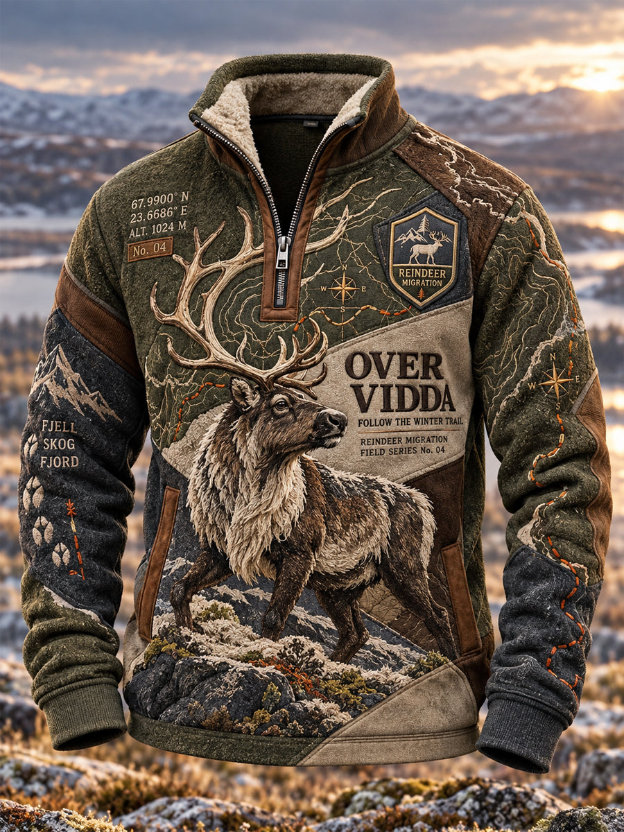 Mäns vinterdjur Halv-Zip stativ krage Sweatshirt