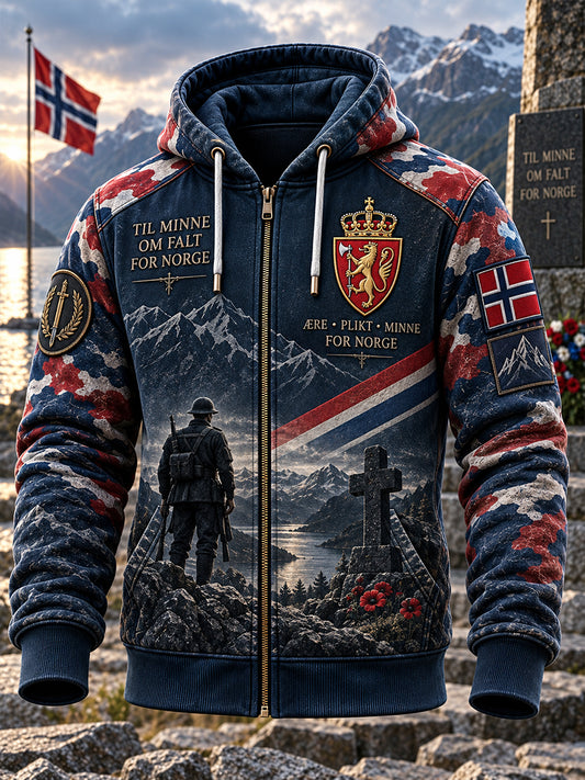 Herrens norska militär minne av Zip-Up Hoodie.
