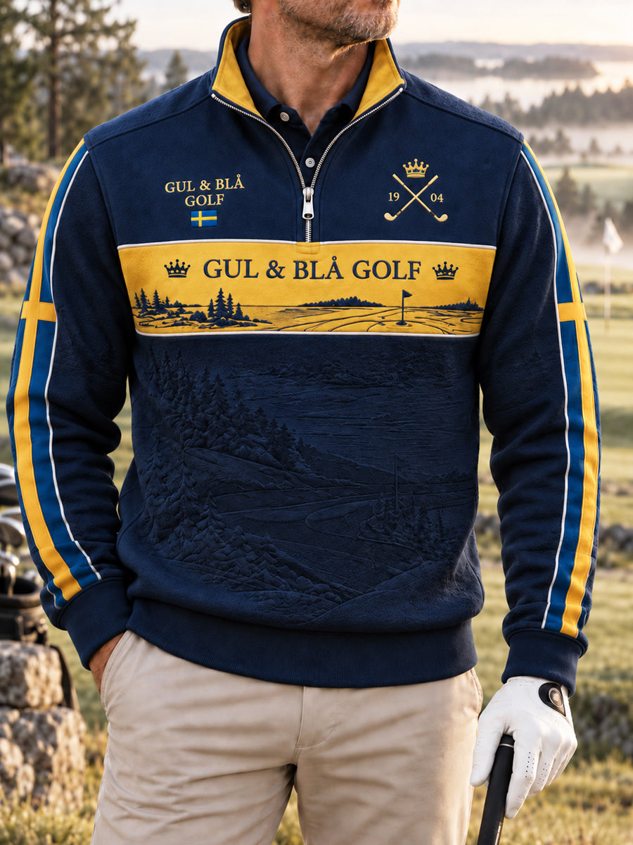 Svensk golftröja med dragkedja för män