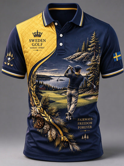 Klassisk svensk golfpolotröja för män