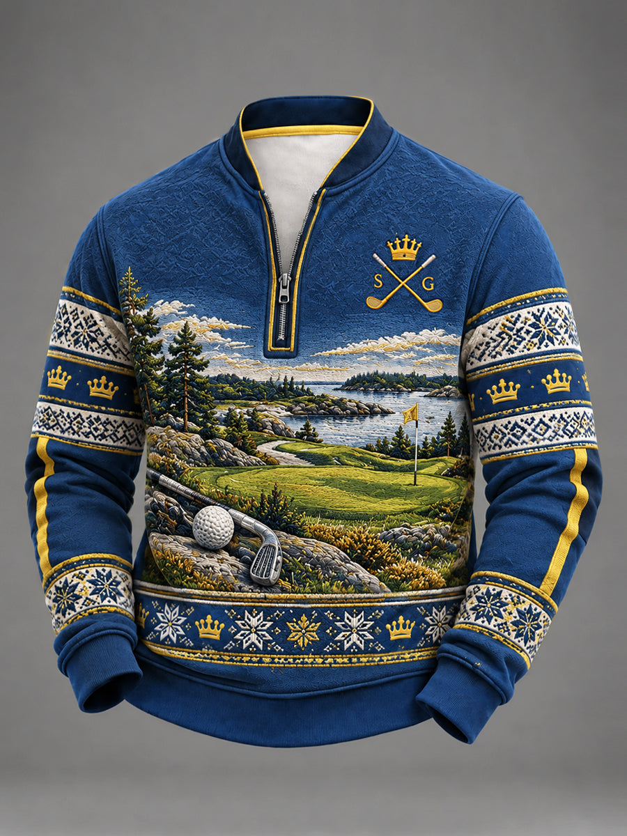 Svensk golftröja med dragkedja för män