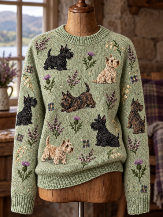 Damsweater med djurmönster och rund hals