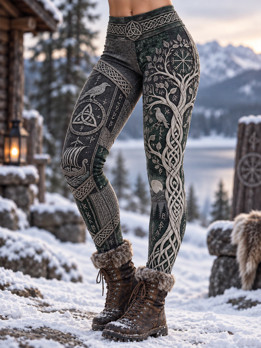 Vikingkonstflätade leggings i sammet för kvinnor