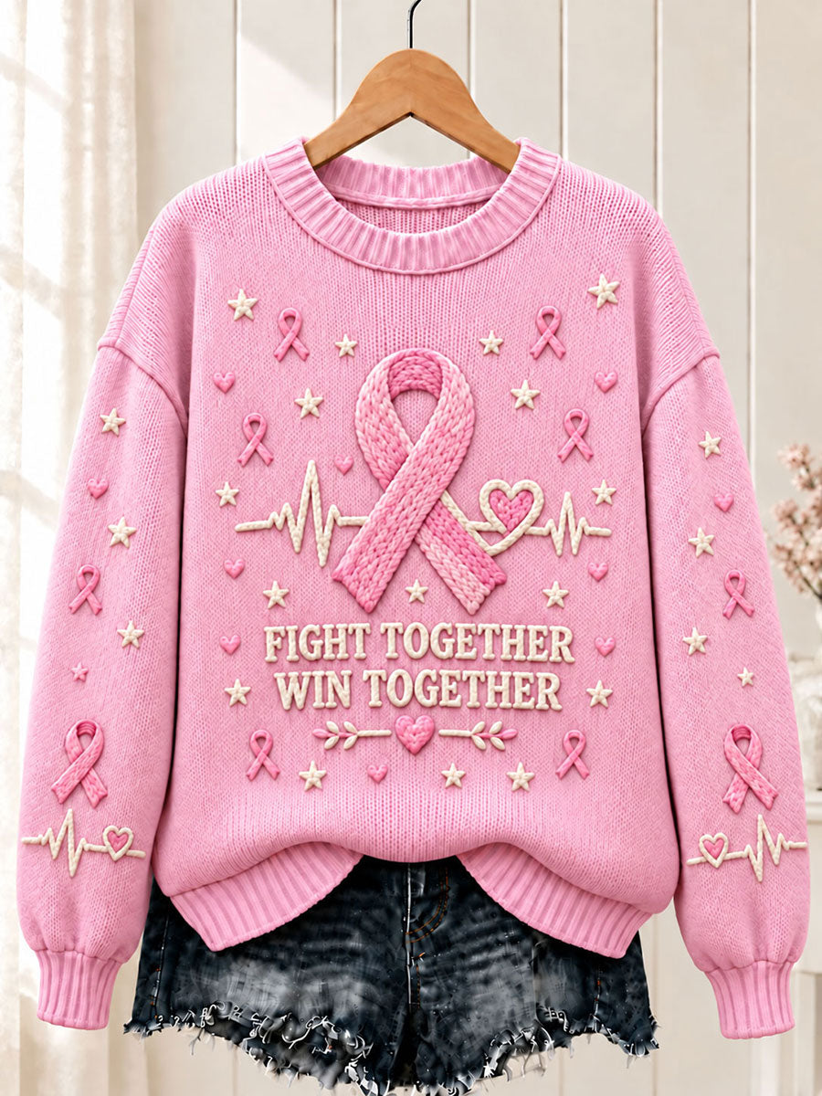 Kvinnors bröstcancer rosa band besättning hals tröjar