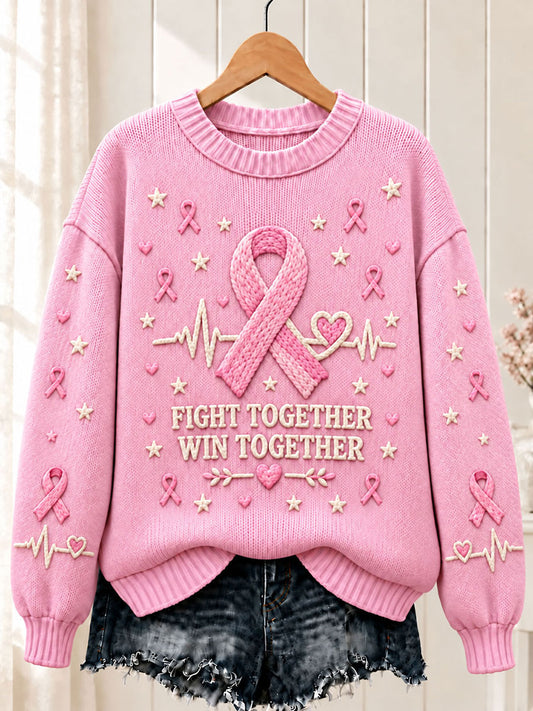 Kvinnors bröstcancer rosa band besättning hals tröjar