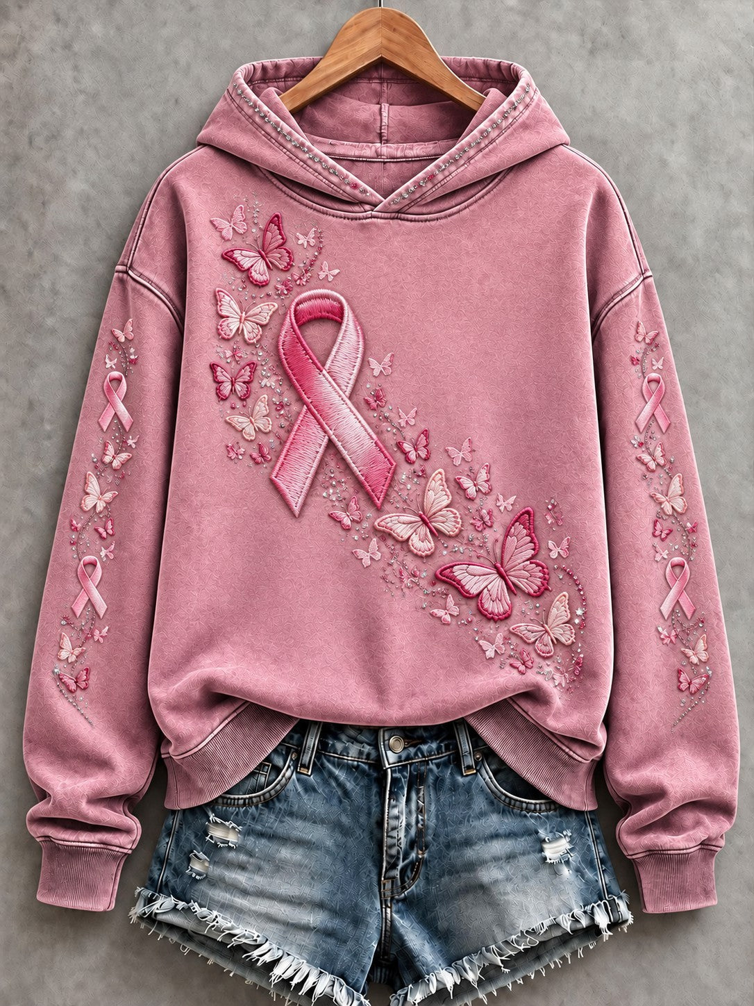 Kvinnors bröstcancer tryckt Hoodie tryckt
