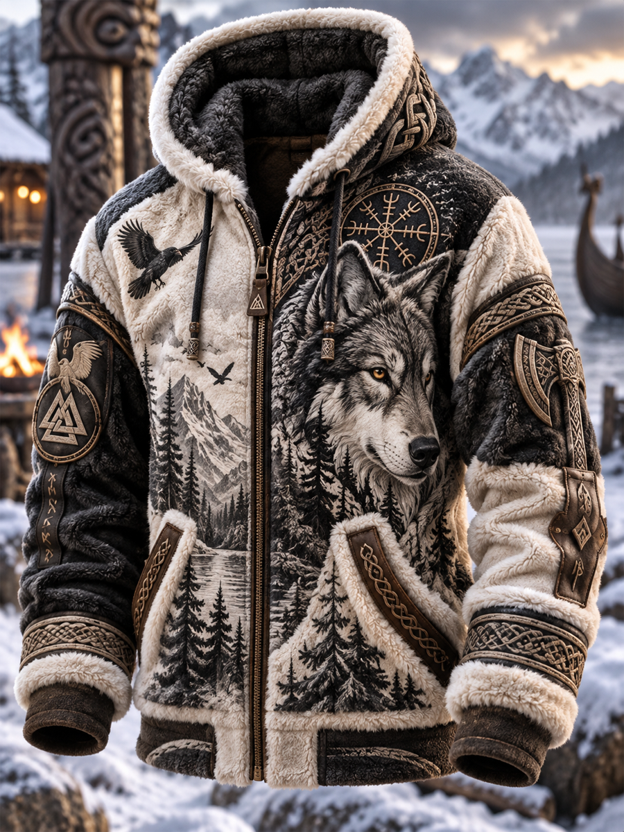 Mäns vikinga-stil Långhuggad Fleece Coa