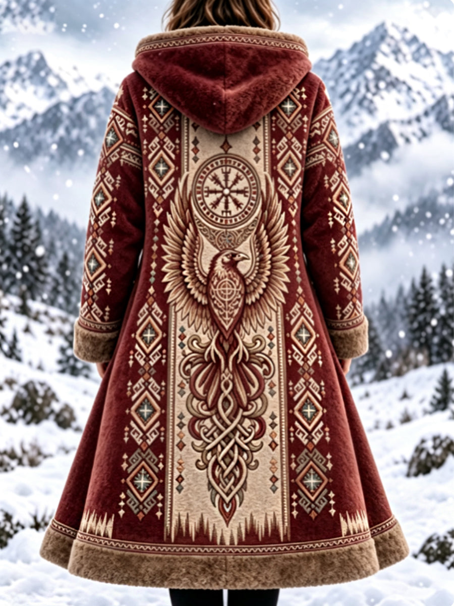 Kvinnors Retro Viking kultur Flanell Jacka