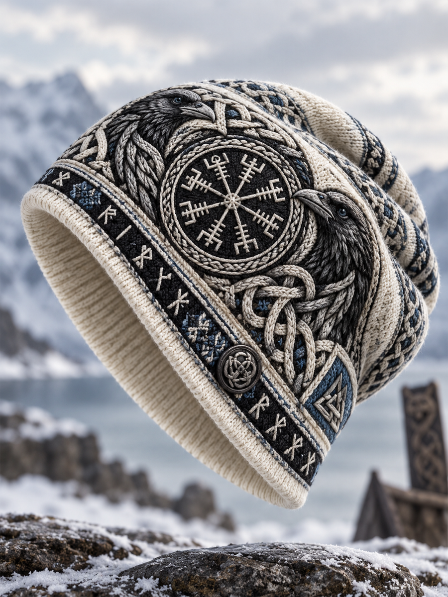 Viking Vintage Höst- och vintermössa, varm och kallstickad