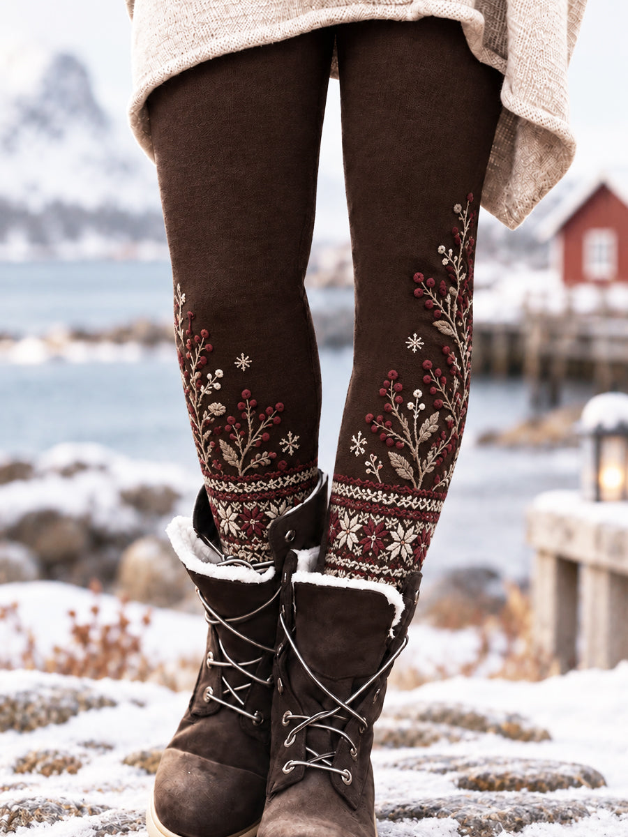Damer Retro Nordisk Landsstil Klassiska Leggings