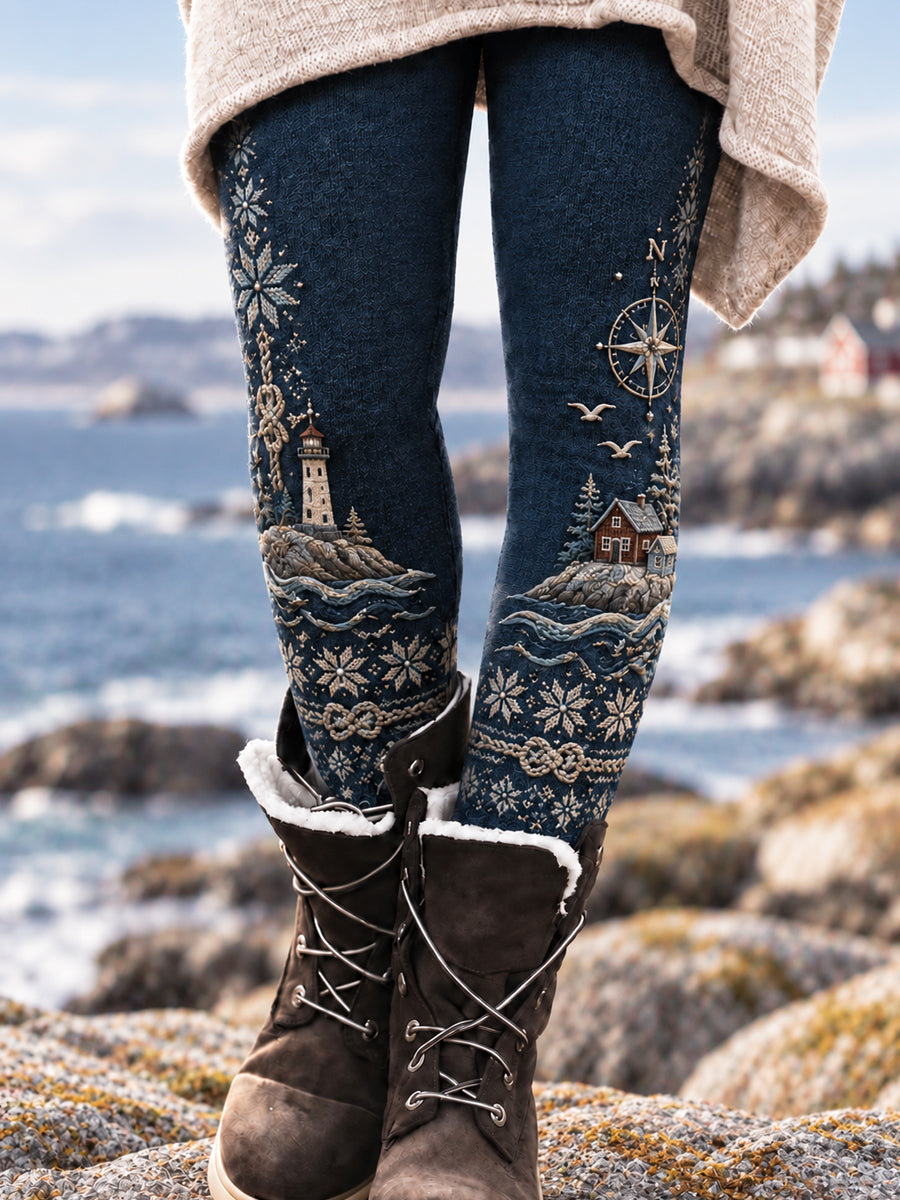 Damer Nordisk Retro Kustkultur Klassiska Leggings